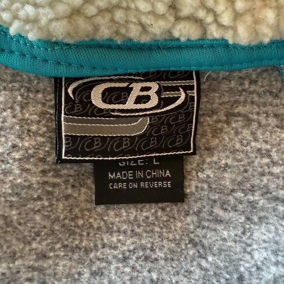 CB Sports Womens Zip Up Knit Hooded Jacket with Fleece Lined Hood in Gray & Teal - Picture 4 of 10